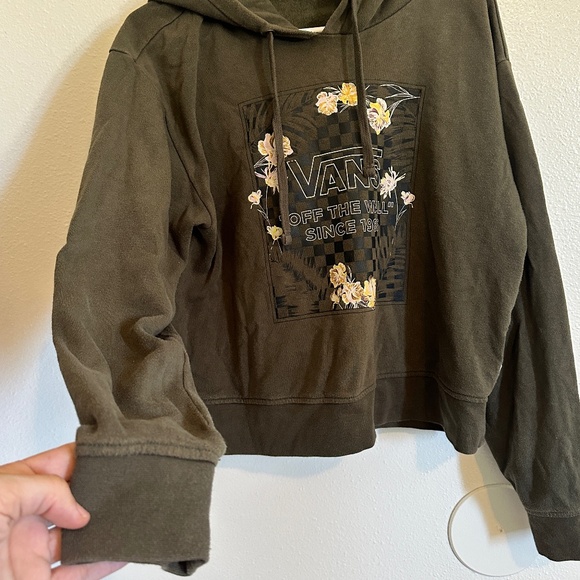 Vintage Style Vans Hoodie Green with Flowers - Picture 4 of 5